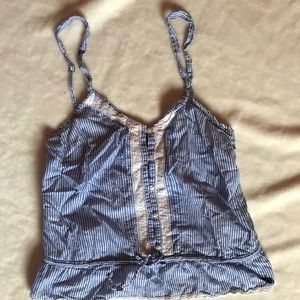 Striped blue small tank top blouse